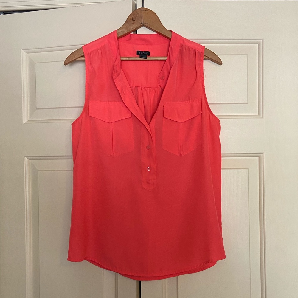Hot pink J. crew sleeveless safari top